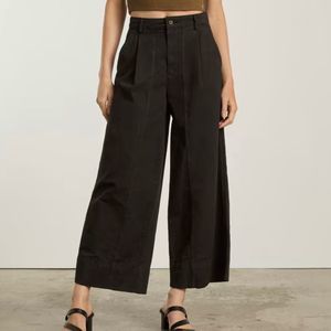 Everlane The Tourist Pant High Rise Black Wide Leg Relaxed Pleated Women Size 8